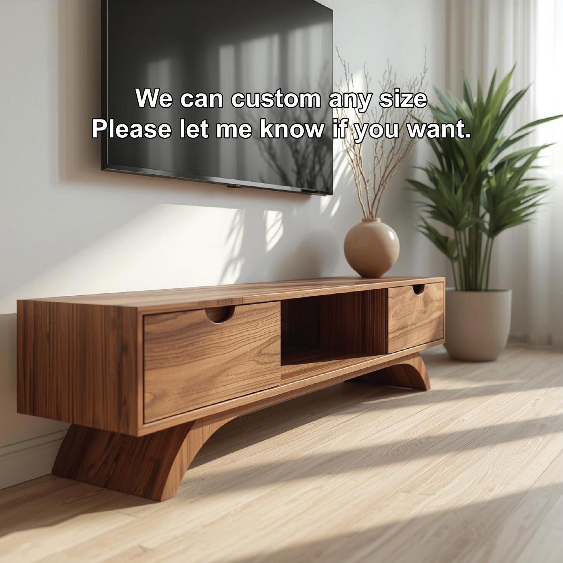 Mid Century Solid Wood TV Stand Modern Media Console Low Entertainment Center Cabinet Kitchnce