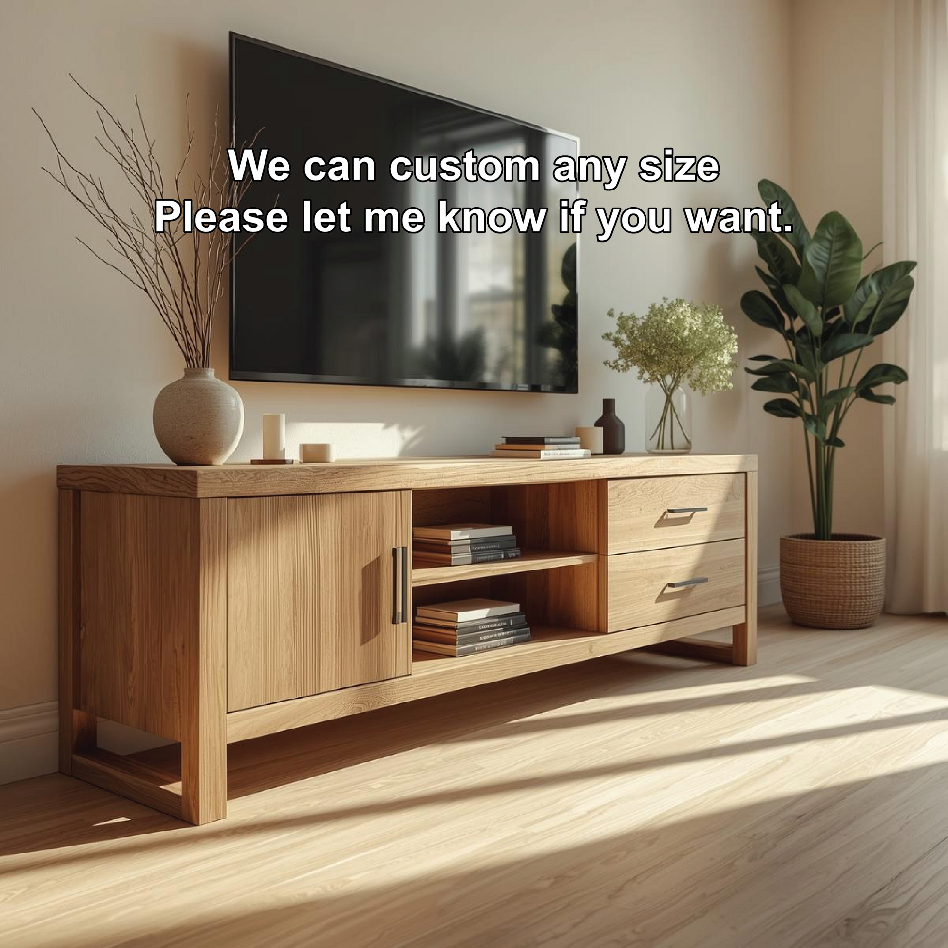 Mid Century Solid Wood TV Stand Modern Media Console Long Entertainment Center Cabinet Kitchnce