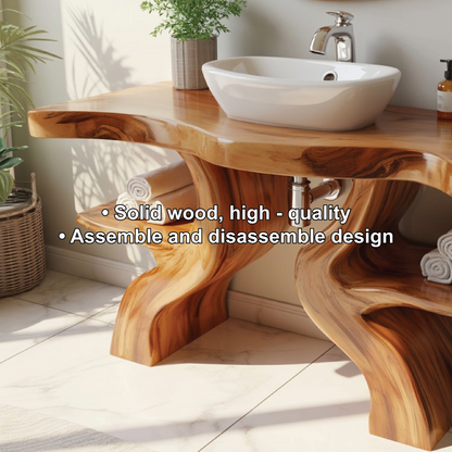 Handcrafted Solid Wood Bathroom Vanity with Live Edge Design for Natural Luxury Spaces Kitchnce