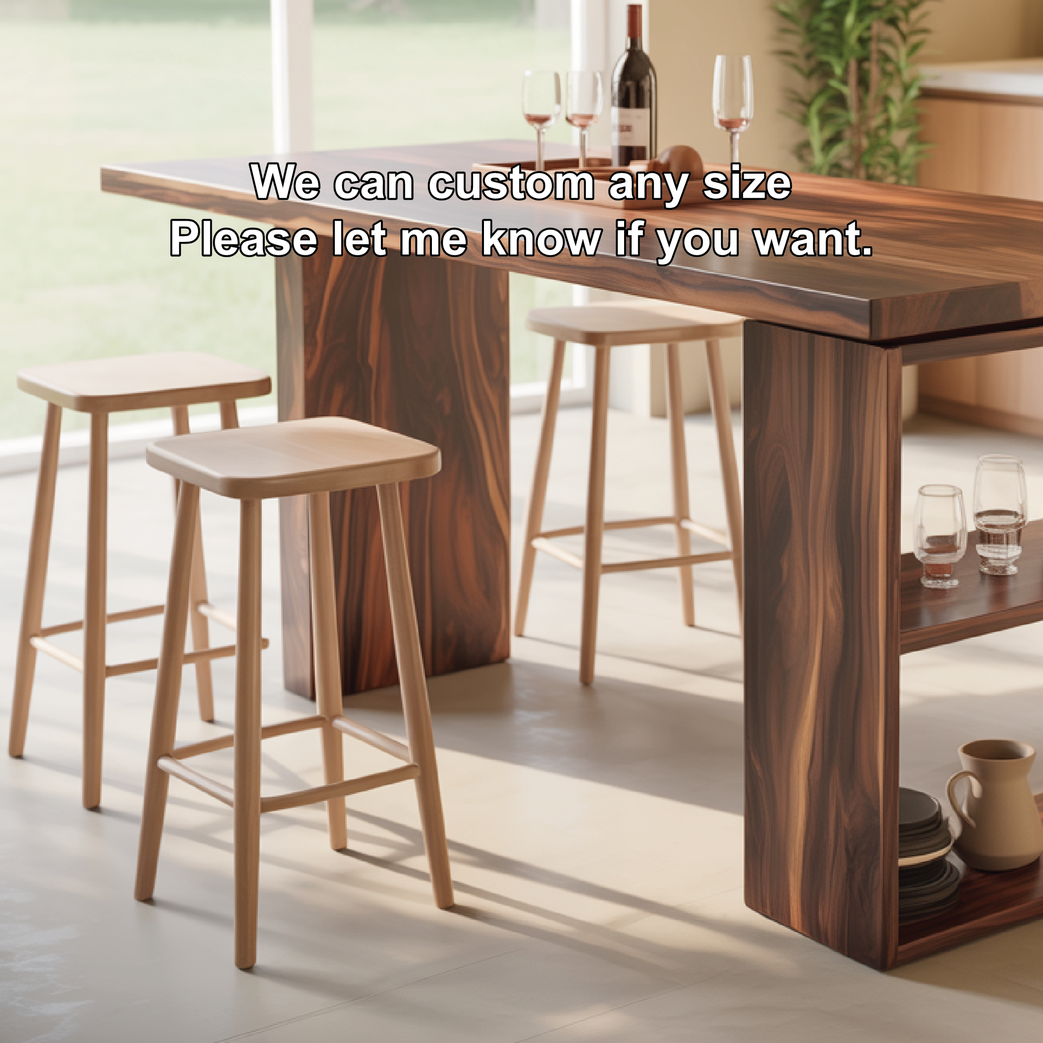 Modern Dining Table with Built-In Storage Shelf and Bar Seating, Contemporary Kitchen Island Table