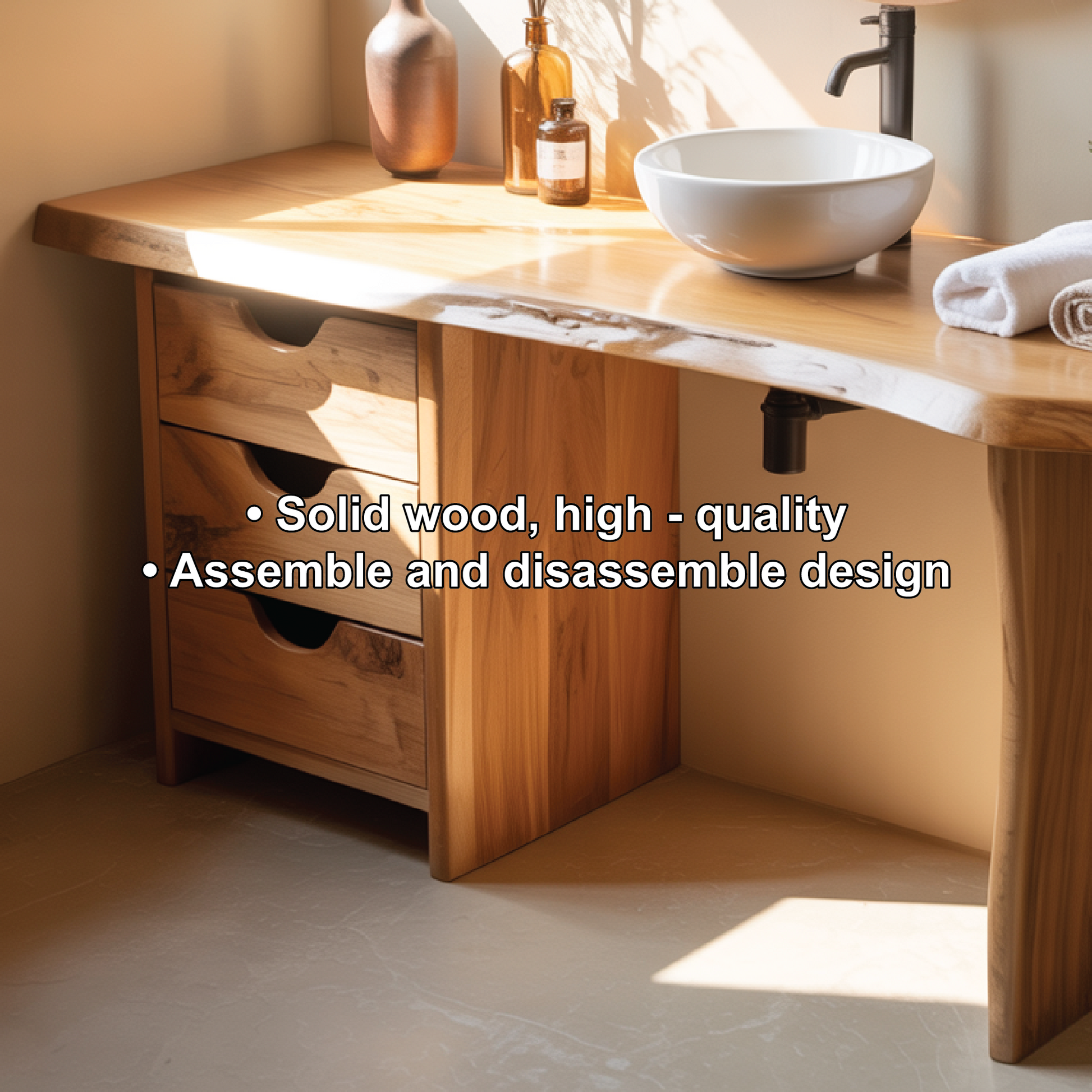 Handcrafted Solid Wood Bathroom Vanity with Live Edge Design for Modern Natural Interiors Kitchnce
