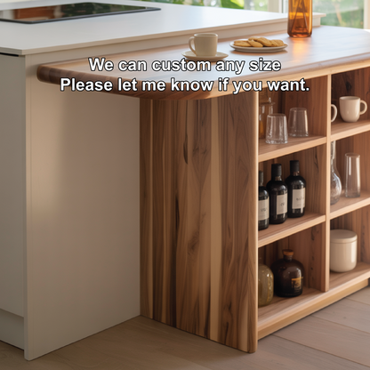 Handcrafted Solid Wood Dining Table with Rounded Edge and Multi-Shelf Storage for Modern Kitchens Kitchnce
