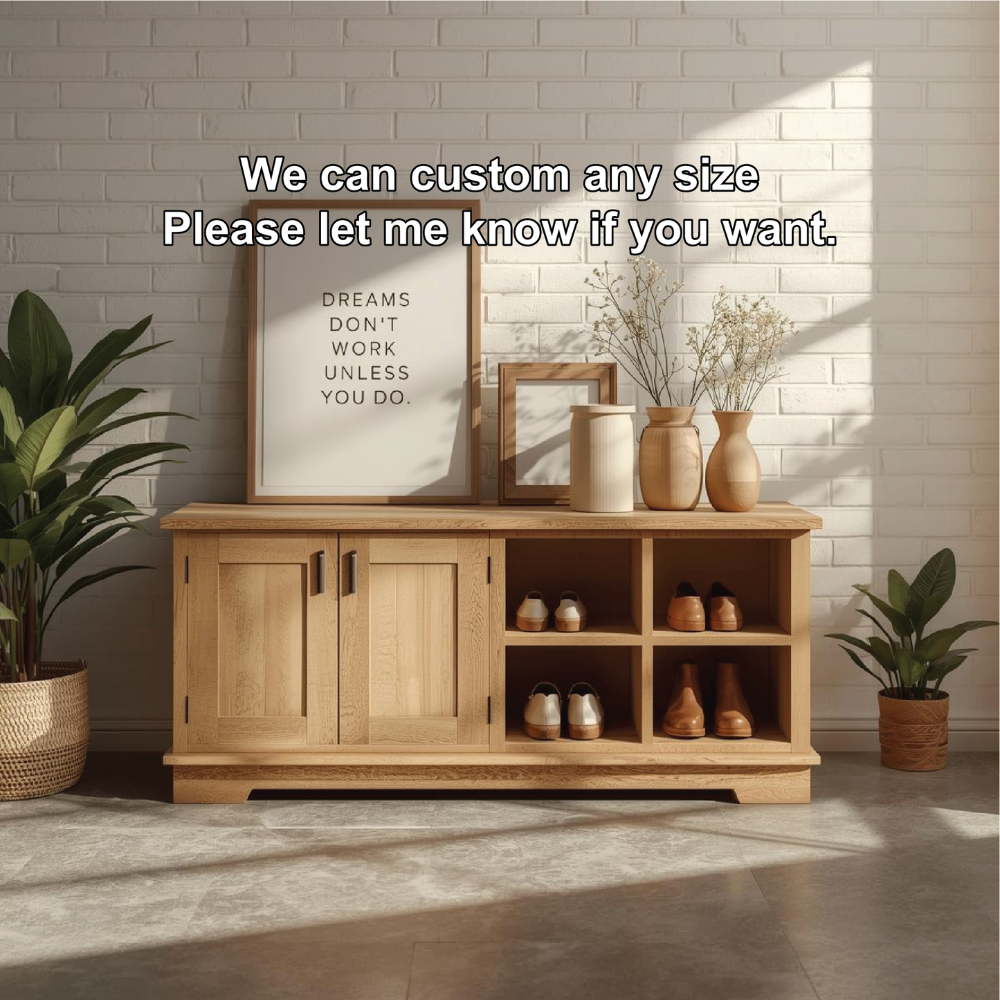 Handcrafted Solid Wood Entryway Bench with Storage Cabinets and Open Shelves for Modern Homes Kitchnce