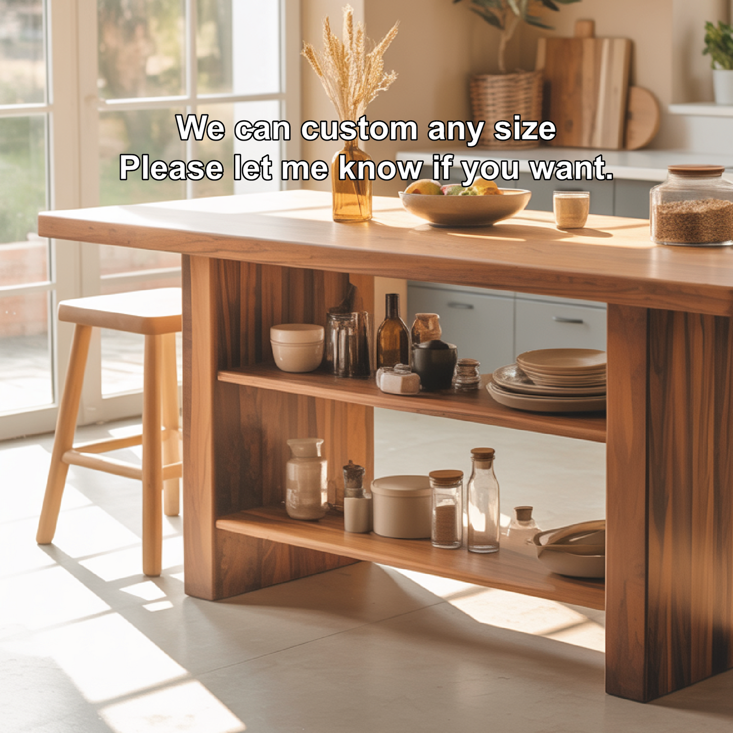 Handcrafted Solid Wood Dining Table with Built-In Storage Shelves for Modern Kitchen Spaces Kitchnce