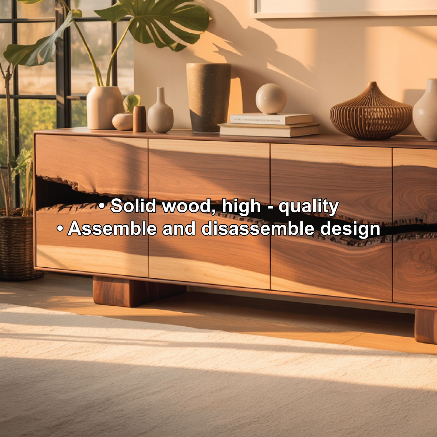 Handcrafted Solid Wood Console Table with Natural Live-Edge Pattern for Modern Living Spaces Kitchnce