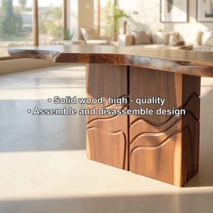 Solid Wood Console Table with Sculpted Base – Handcrafted Live Edge Entryway Furniture Kitchnce