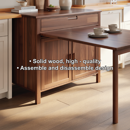 Handcrafted Solid Wood Dining Cabinet with Fold-Out Table for Compact Kitchen Spaces Kitchnce
