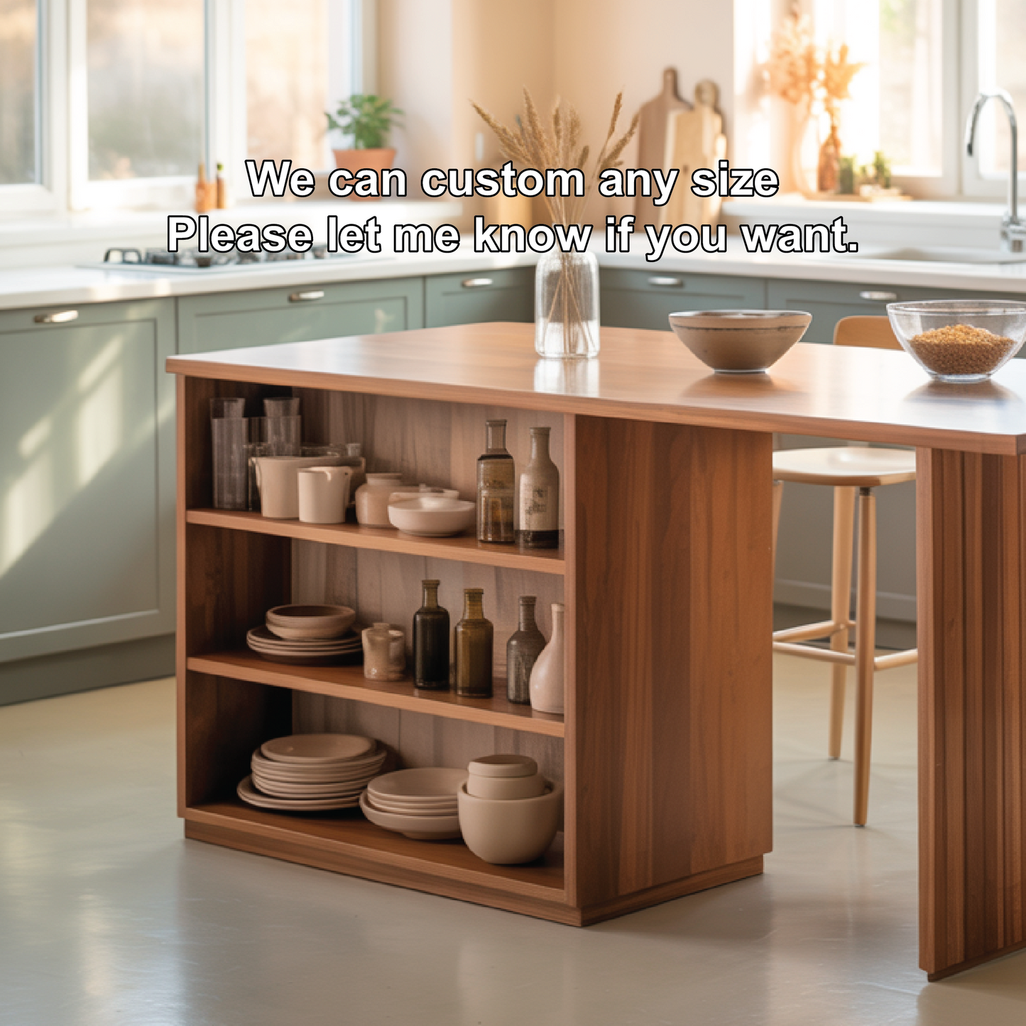 Handcrafted Solid Wood Dining Table with Open Storage Shelves for Warm Modern Kitchens Kitchnce