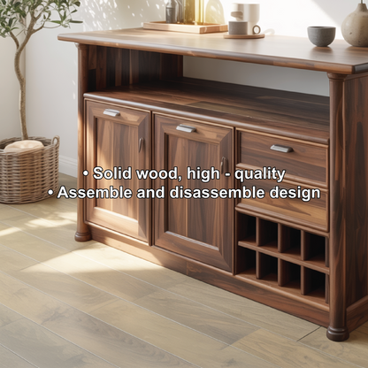Solid Wood Console Table with Wine Storage – Handcrafted Sideboard for Dining Room Kitchnce