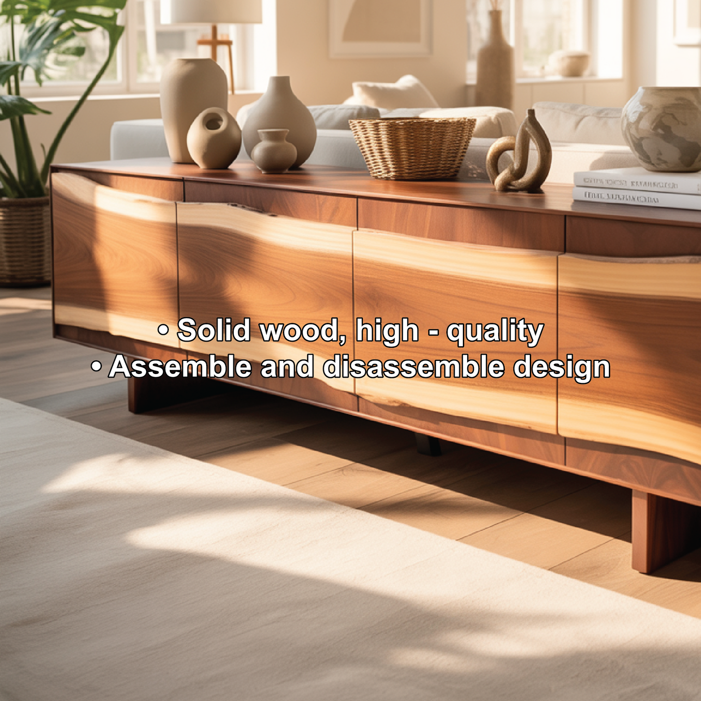 Solid Wood Console Table with Natural Flowing Grain | Handcrafted Luxury Living Room Furniture Kitchnce