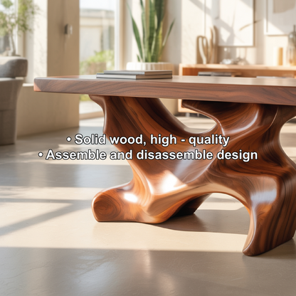 Solid Wood Console Table with Sculptural Organic Base – Handcrafted Statement Furniture Kitchnce