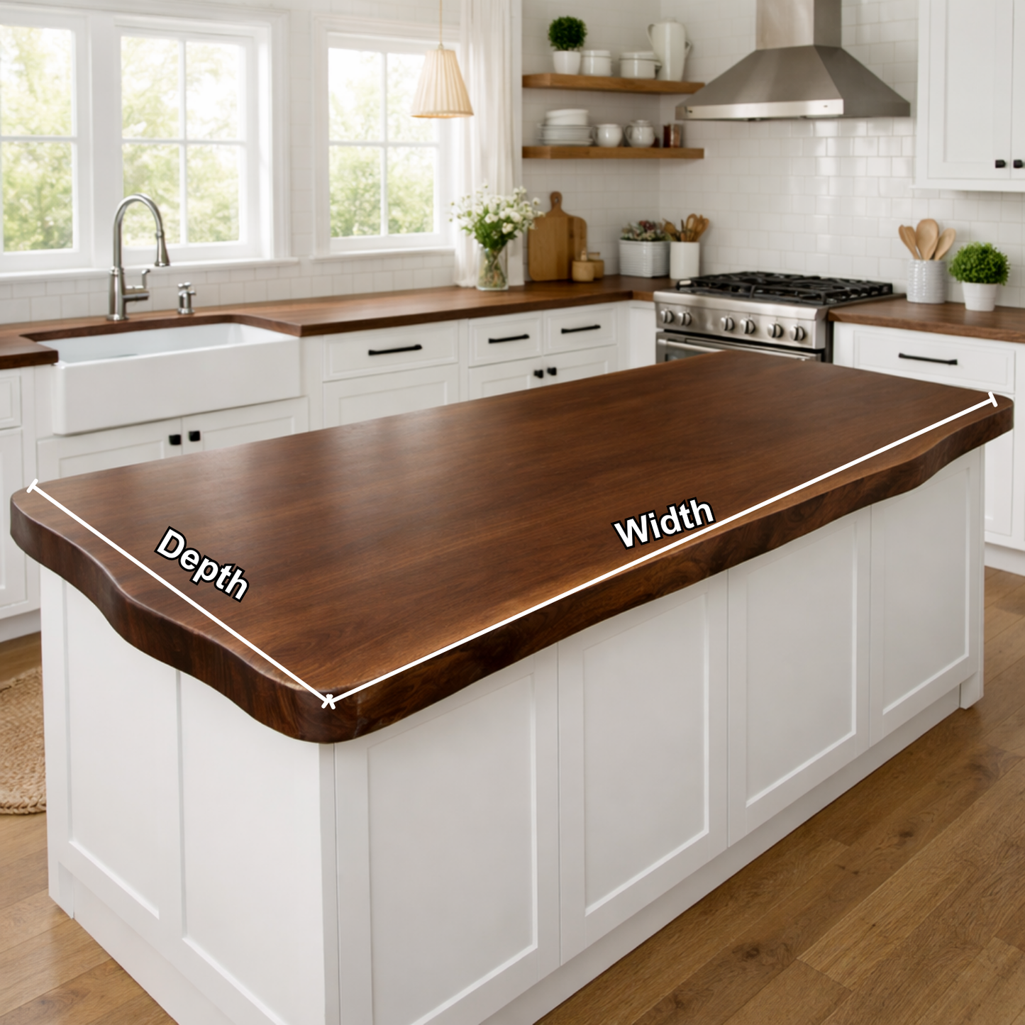 Solid Wood Kitchen Countertop – Thick Island Top for Farmhouse Kitchen Kitchnce