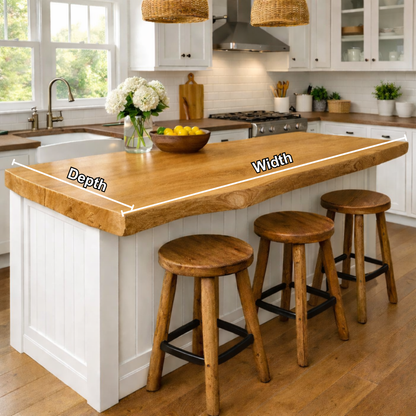 Solid Wood Kitchen Countertop – Live Edge Island Top with Bar Seating Kitchnce