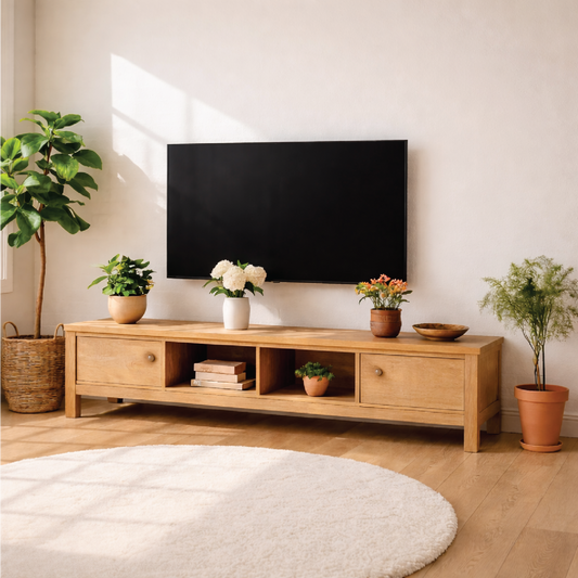 Modern Wood TV Stand With Drawers Long Media Console Storage Entertainment Center Kitchnce