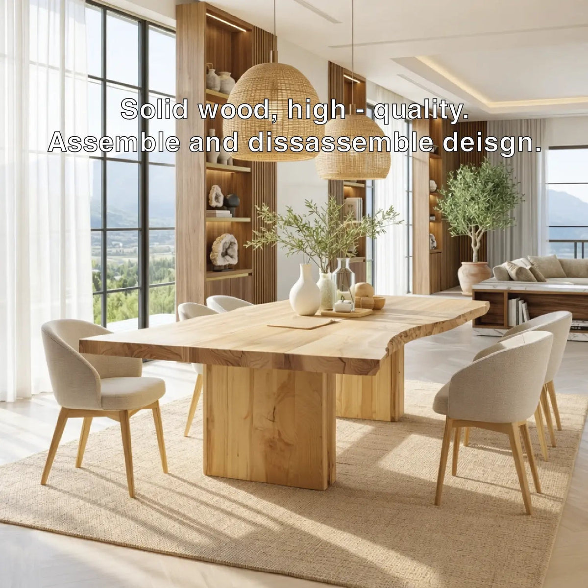 Modern Live Edge Dining Table Large Dining Room Table Minimalist Kitchen Table Furniture Kitchnce