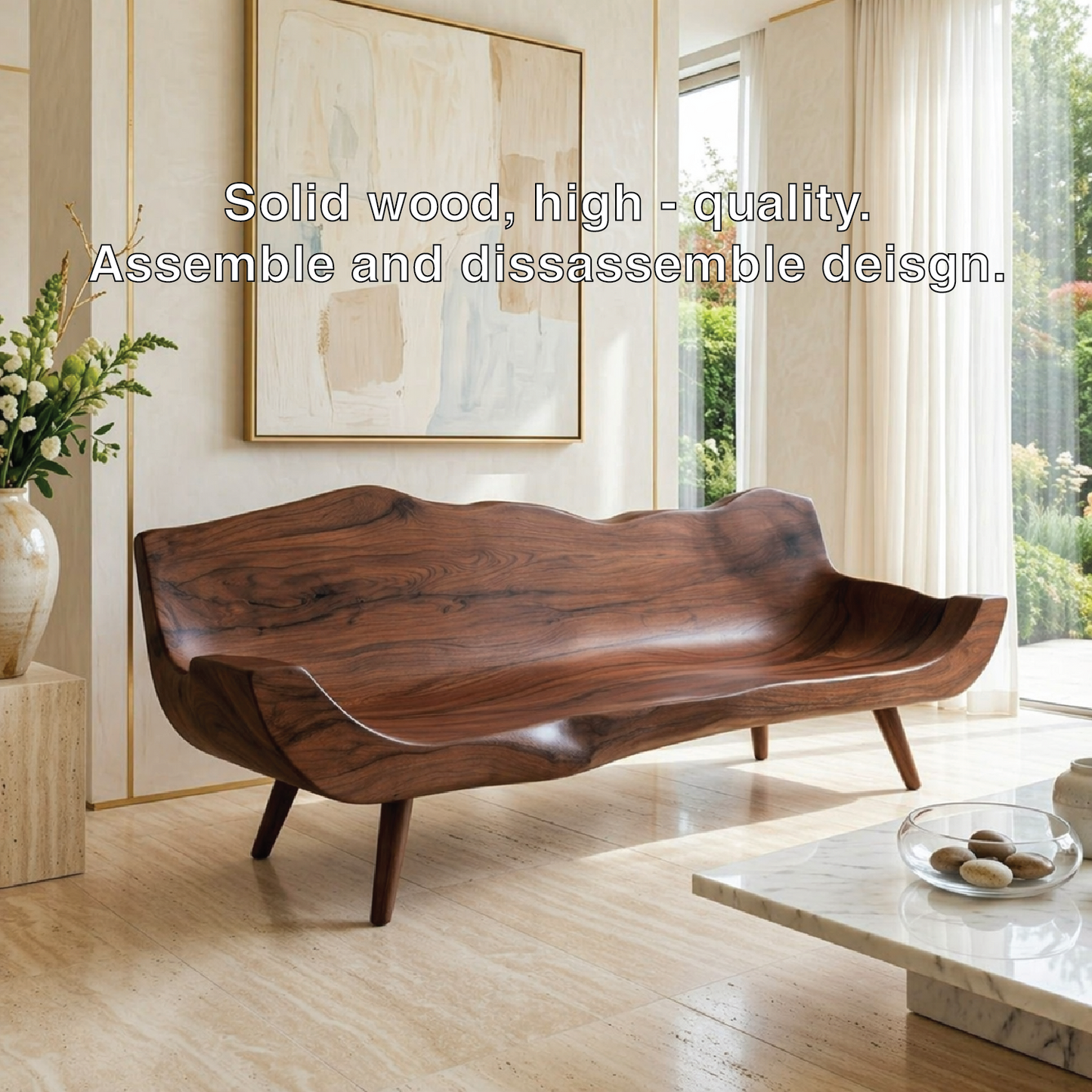 Modern Upholstered Curved Sofa, Sculptural Accent Seating for Elegant Home Interiors