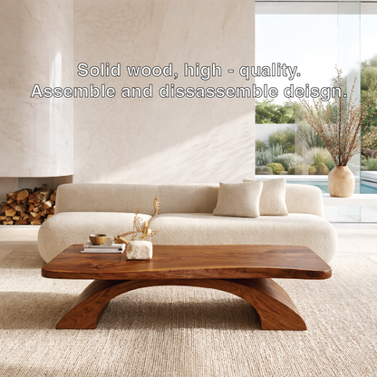 Organic Sculptural Coffee Table with Curved Base, Modern Minimalist Living Room Table
