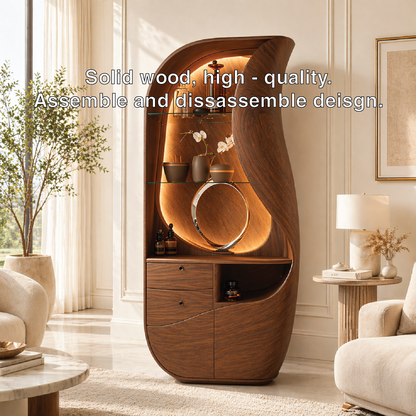 Sculptural Bar Cabinet Modern Display Shelves Accent Storage Cabinet Statement Furniture