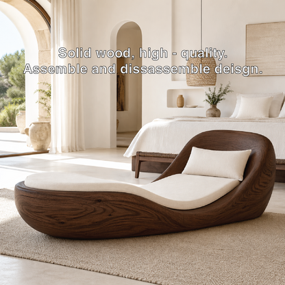 Luxury Curved Chaise Lounge Sculptural Daybed with Cushion for Bedroom Decor