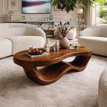 Modern Wooden Coffee Table with Elegant Curved Design