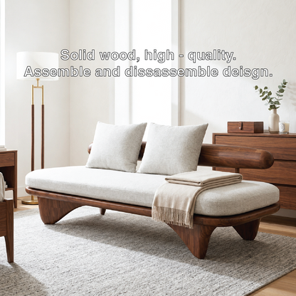 Modern Upholstered Daybed With Rounded Bolster Backrest, Pillows, Bedroom Lounge Bench