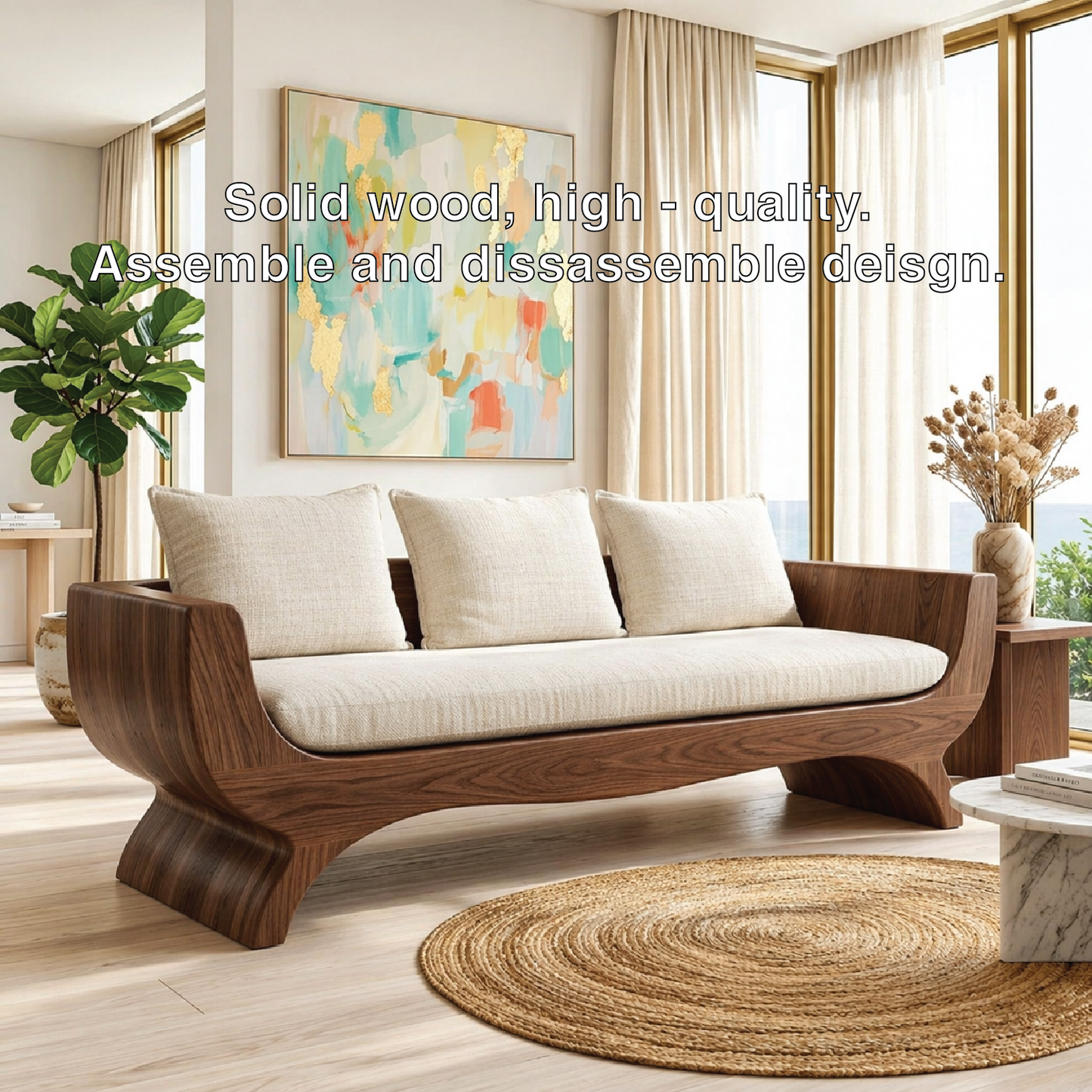 Modern Upholstered Curved Sofa, Sculptural Accent Seating for Elegant Home Interiors