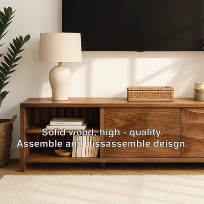 Modern Wood TV Stand With Cabinet and Open Shelf Long Media Console Entertainment Center Kitchnce