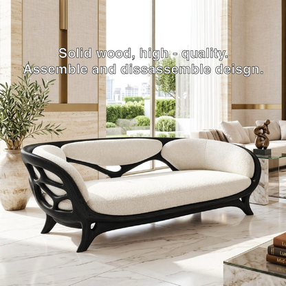 Sculptural Curved Loveseat, Luxury Upholstered Accent Sofa for Modern Interiors