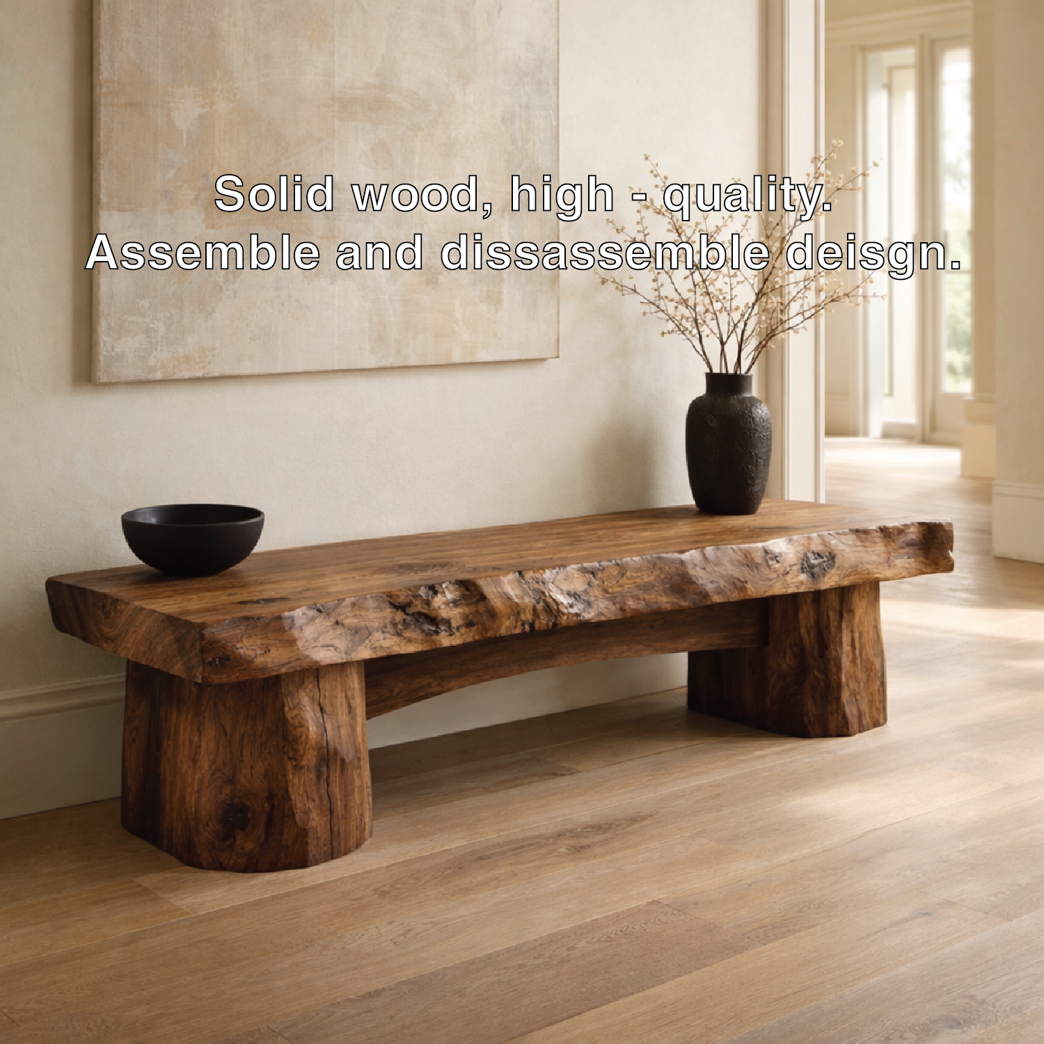 Rustic Entryway Bench Live Edge Hallway Seat Farmhouse Console Style Furniture