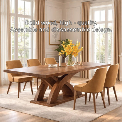 Modern Dining Table Sculptural Curved Base Large Wooden Dining Table for Home Kitchnce