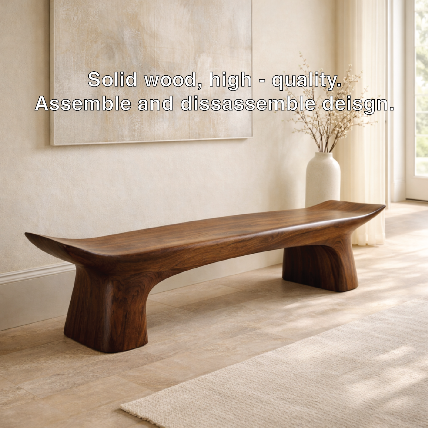Modern Curved Entryway Bench Sculptural Hallway Seat Organic Minimalist Furniture