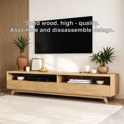 Mid Century Solid Wood TV Stand Long Low Profile Media Console Entertainment Unit Kitchnce