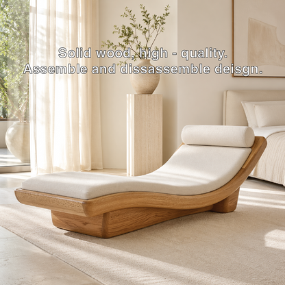 Modern Curved Chaise Lounge Daybed with Cushion and Bolster for Bedroom Decor