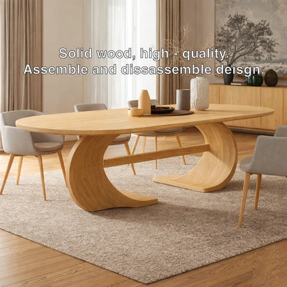 Modern Oval Dining Table Sculptural Curved Base Large Dining Table for Elegant Home Kitchnce