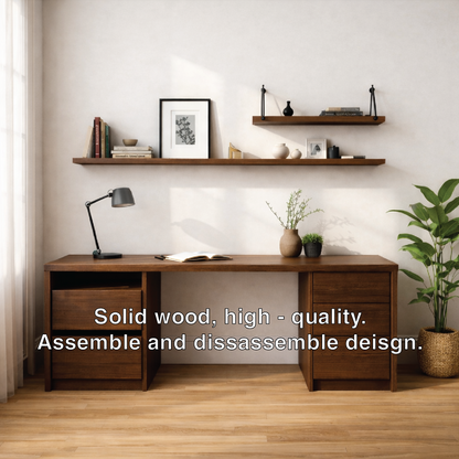 Modern Black Wood Executive Desk with Drawers Large Home Office Writing Table