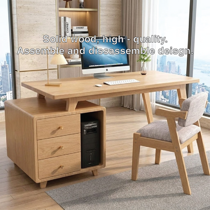 Modern Writing Desk with Drawers and CPU Storage, Home Office Computer Table