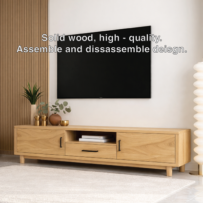 Mid Century Solid Wood TV Stand Wave Front Media Console Modern Entertainment Cabinet Kitchnce