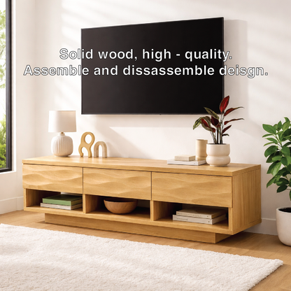 Handcrafted Solid Walnut TV Stand – Modern Wavy Drawer Media Console for Contemporary Homes Kitchnce