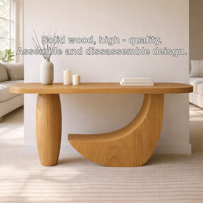 Modern Solid Wood Console Table, Sculptural Curved Base Entryway Hallway Statement Furniture Kitchnce