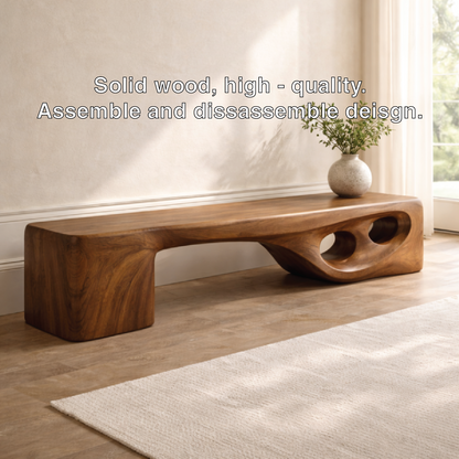 Modern Entryway Bench Sculptural Curved Hallway Seat Organic Statement Furniture