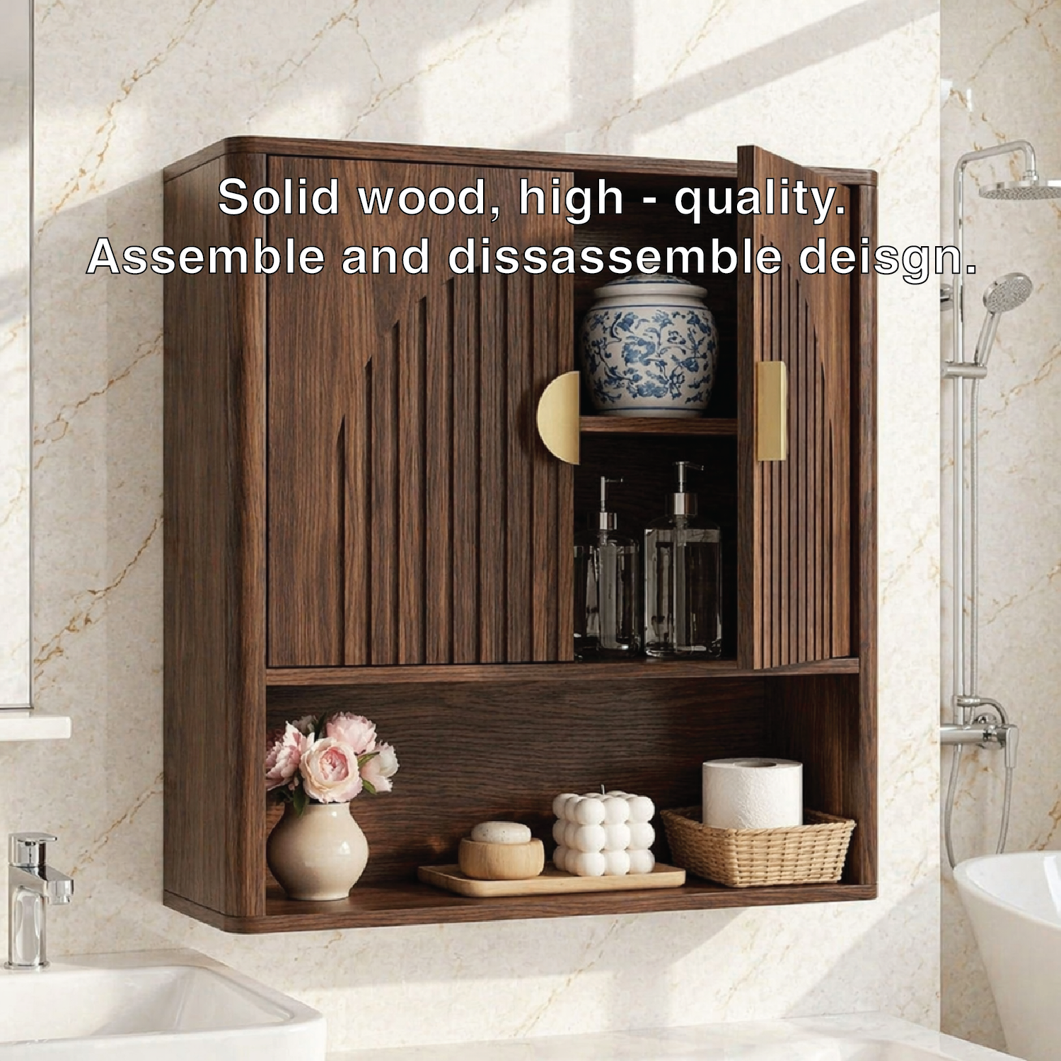 Floating Bathroom Cabinet, Modern Wall Mounted Vanity Storage Open Shelf Organizer