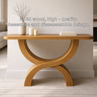 Modern Solid Wood Console Table, Sculptural Arch Base Entryway Hallway Statement Furniture Kitchnce