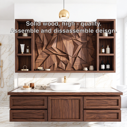 Floating Bathroom Cabinet, Geometric Wall Mounted Vanity Storage Organizer Shelf