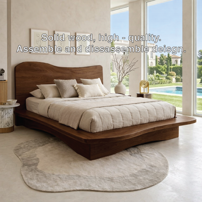 Modern Curved Platform Bed Frame, Minimalist Luxury Bedroom Furniture Design