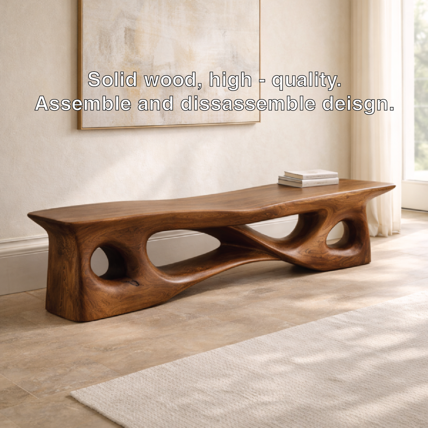 Sculptural Entryway Bench Organic Curved Hallway Seat Statement Minimalist Furniture