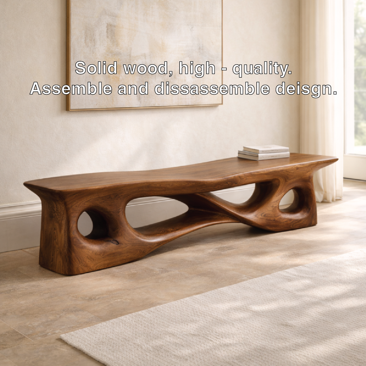 Sculptural Entryway Bench Organic Curved Hallway Seat Statement Minimalist Furniture