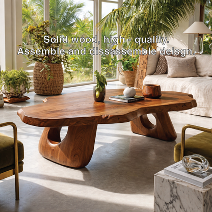 Organic Wooden Coffee Table with Unique Sculptural Base