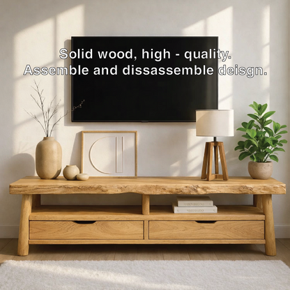 Rustic Wood TV Stand With Drawers and Open Shelf Long Media Console Entertainment Center Kitchnce