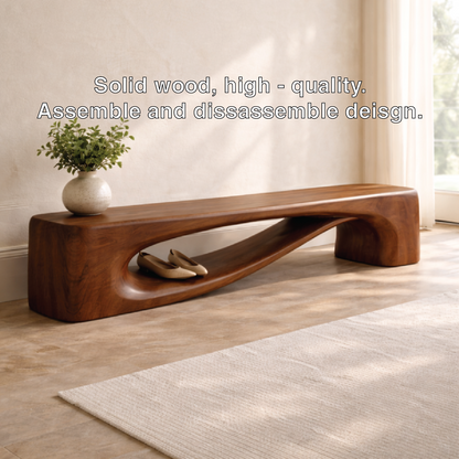 Modern Entryway Bench with Shelf Sculptural Hallway Seat Organic Statement Furniture