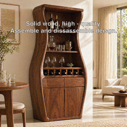 Sculptural Tall Wine Cabinet Bar Storage Bottle Rack Shelves Drawer Organizer